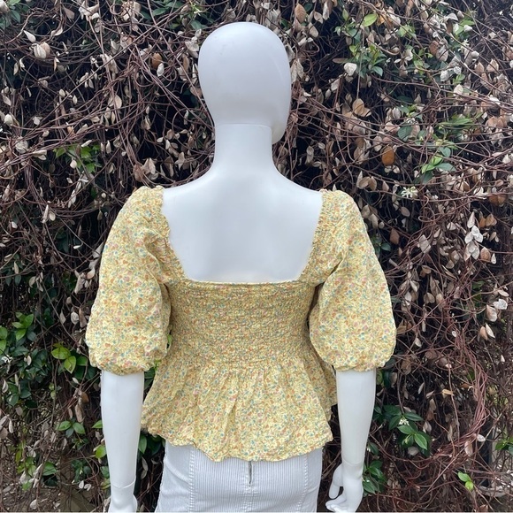 ANA Floral Print Puff Sleeve Peplum Crop Top - Picture 8 of 11